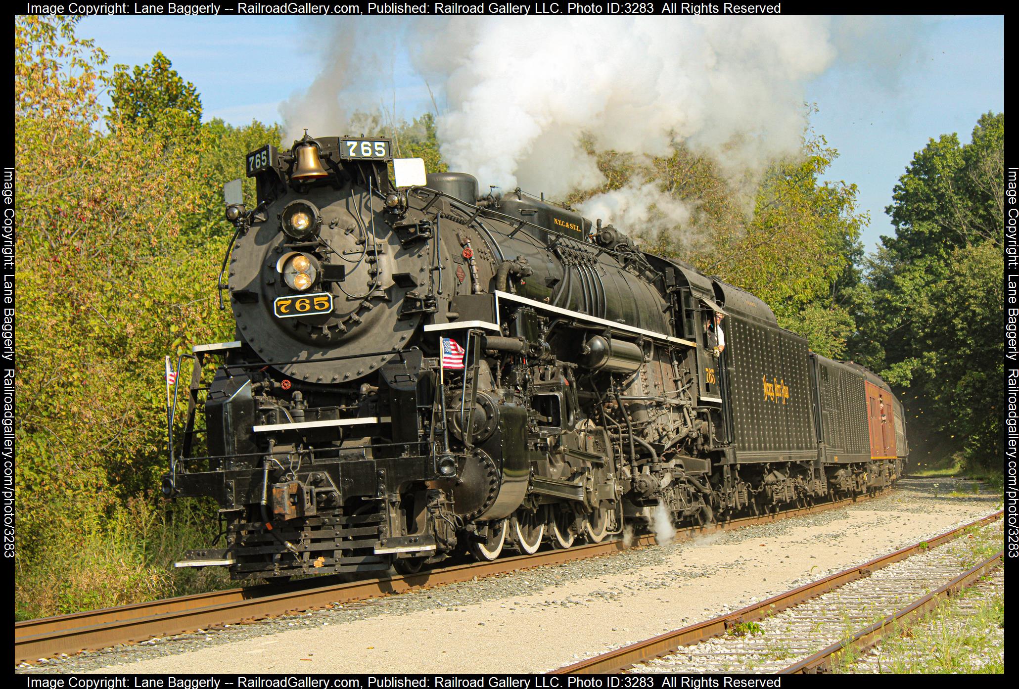 NKP 765 is a class 2-8-4 and  is pictured in Peninsula, Ohio, United States.  This was taken along the CVSR on the Cuyahoga Valley Scenic Railroad. Photo Copyright: Lane Baggerly uploaded to Railroad Gallery on 04/12/2024. This photograph of NKP 765 was taken on Saturday, September 18, 2021. All Rights Reserved. 